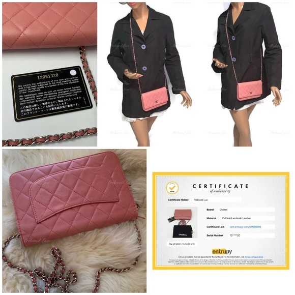 Authentic CHANEL Lambskin Wallet-on-the-chain WOC Flap Bag - Pink SHW - Picture 10 of 10